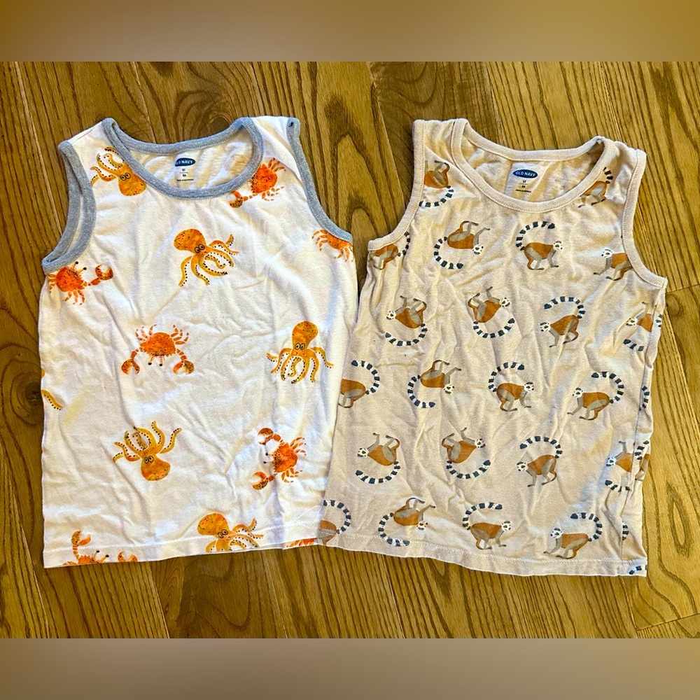 Two 5T tank tops octopuses and sloths NWOT